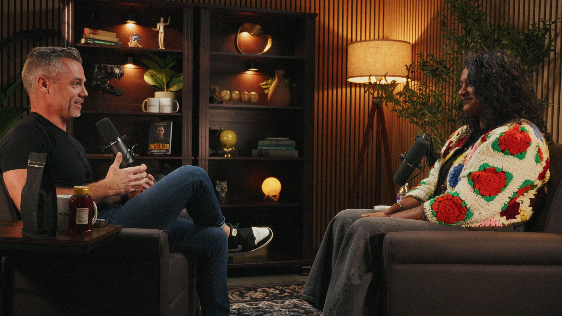 Cole Rodgers and a guest laughing during a conversation